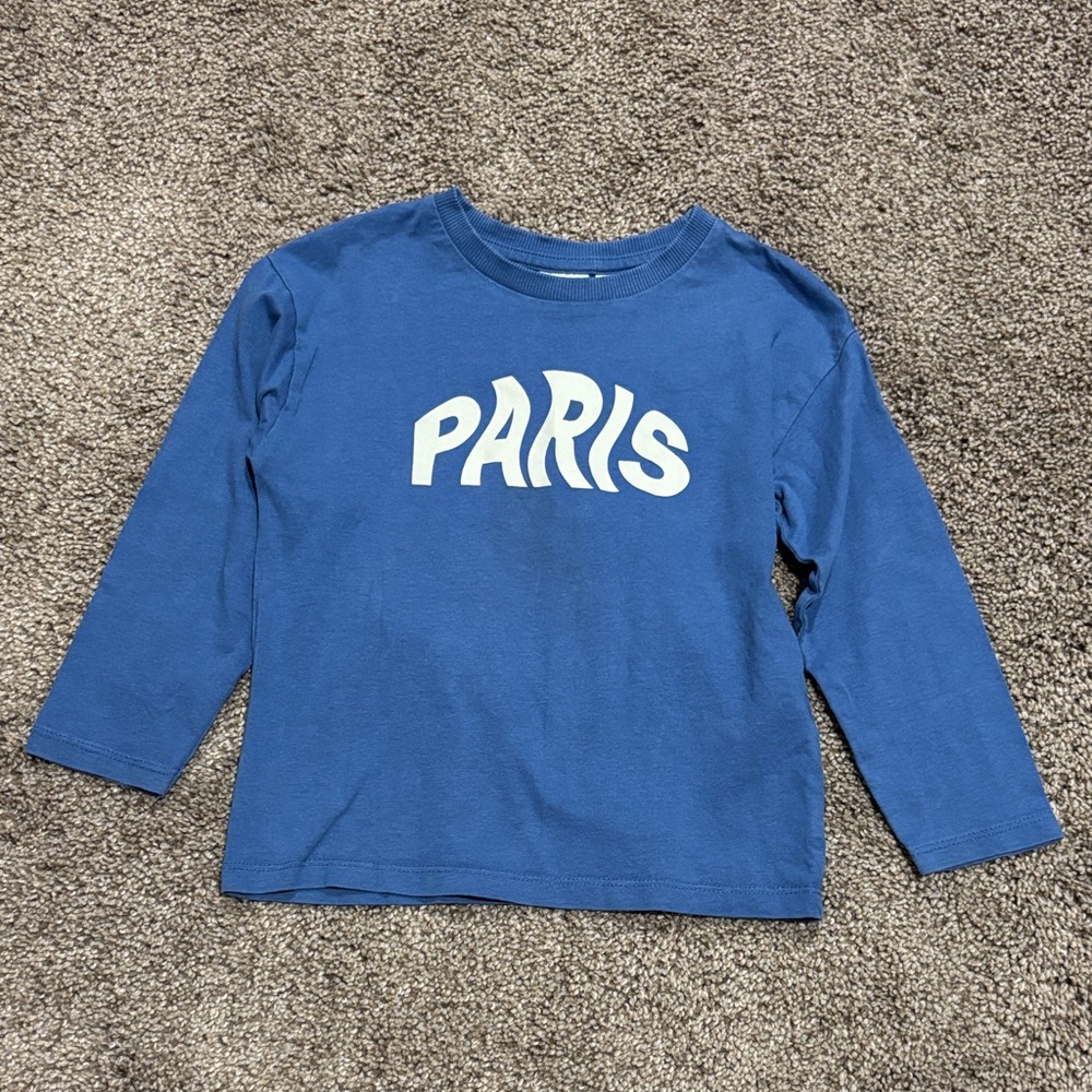 ZARA Boys Long Sleeve Shirt Blue Paris Size 3/4